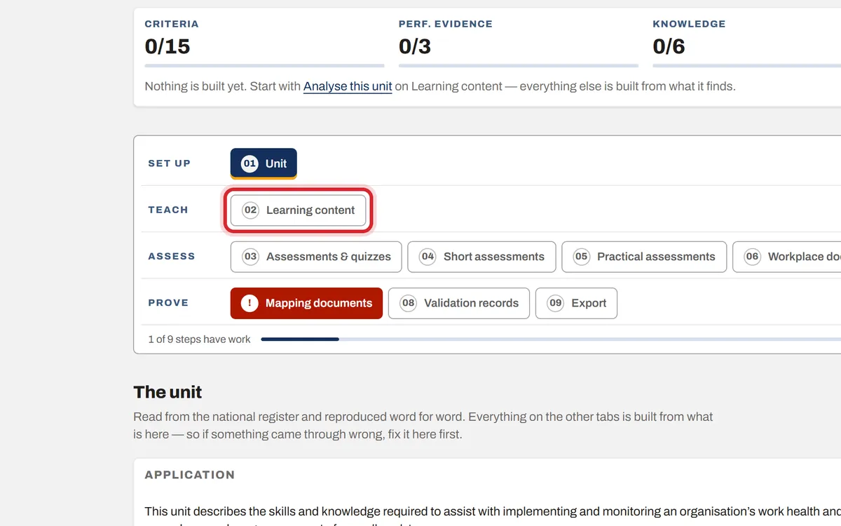 Step 02 Learning content in the unit steps