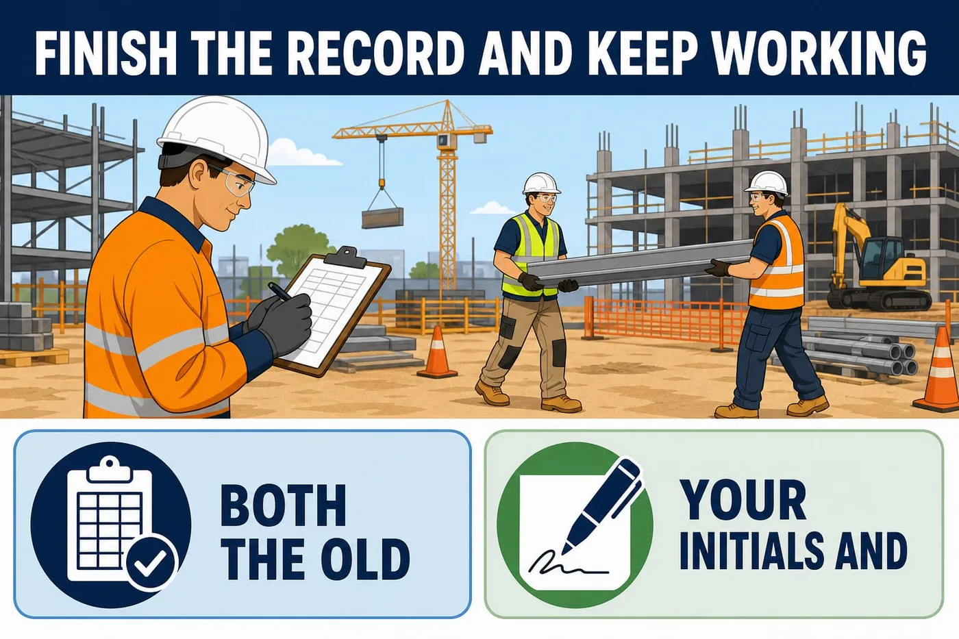 Illustration: finish the record and keep working - both the old, your initials and.